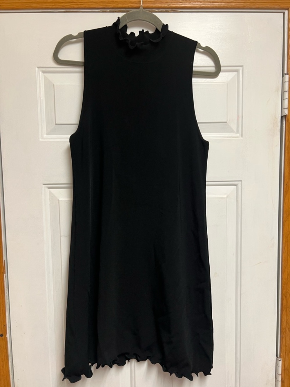 Zara Black Ruffle Mock Neck Mini Dress